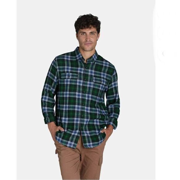 Men's Cozy Plaid Flannel Shirt With Long Sleeve 2-Pack Size M - Picture 4 of 10